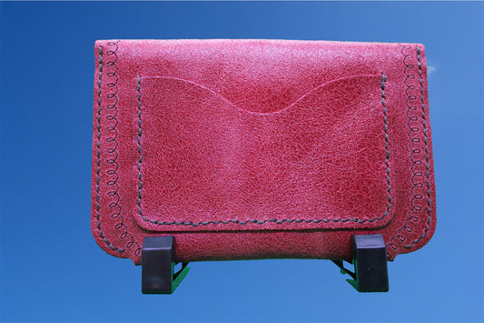 portefeuille cuir rouge broderies